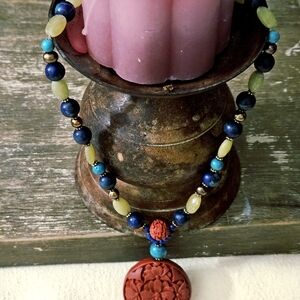 VTG Stunning Handcrafted Artisan Beaded Neclace Kundalini Shakti Beads 21"L